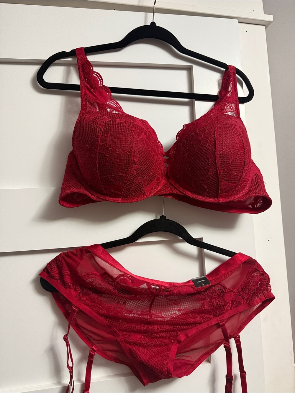 torrid Red Lace Underwire Bra and Garter Brief Set love Valentine’s Day